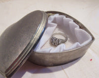 Vintage Heart ShapedPewter Trinket Box Vintage Jewelry Box Vintage Ring Box Heart Shape Trinket Box