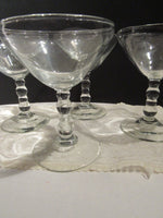 Vintage Mid Century Coupe Champagne Glasses Craft Cocktails Knobby Stem Set of 4