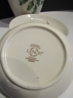Vintage Holiday Lenox Oil Decanter Dipping Plates Holly EVOO 5 Piece Set