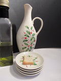 Vintage Holiday Lenox Oil Decanter Dipping Plates Holly EVOO 5 Piece Set