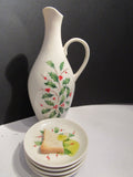 Vintage Holiday Lenox Oil Decanter Dipping Plates Holly EVOO 5 Piece Set