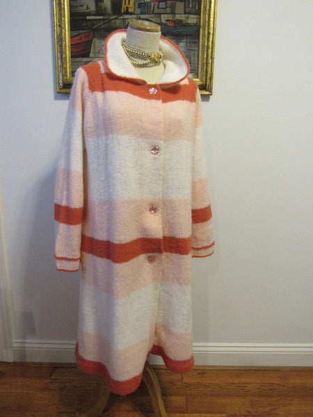 Vintage Wool Angora Swing Coat Sweater Coat All Season Coat Pink Coral Lined Overcoat