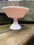 Vintage Pink Bowl Compote Footed Centerpiece Fruit Bowl Blush Pink Basket Weave Pink Milkglass Jeanette Glass Company