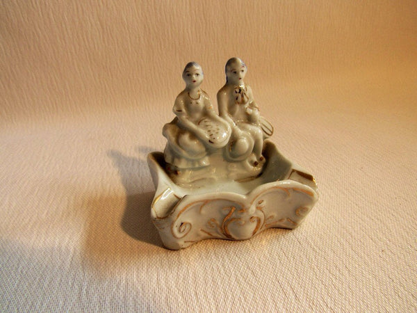 Vintage Made in Occupied Japan Shabby Chic Miniature Ashtray French Aristocrats Tobacciana Collectables