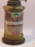 Vintage Hurricane Oil Lamp Decoupage Lords Supper Religious Spiritual Lantern Kerosene Light Rustic Cabin Decor