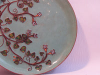 Vintage Enamel Over Copper Cloisonné Plate Asian Art Noveau Chapleve