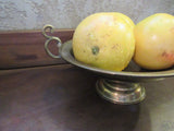 Vintage Hammered Brass Footed Bowl Grecian Handles Centerpiece Fruit Bowl Potpourri