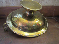 Vintage Hammered Brass Footed Bowl Grecian Handles Centerpiece Fruit Bowl Potpourri