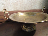 Vintage Hammered Brass Footed Bowl Grecian Handles Centerpiece Fruit Bowl Potpourri