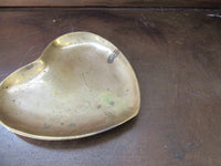Vintage Brass Heart Dish Coin Tray Trinkets India Vintage Patina Love Catch All Dish
