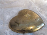 Vintage Brass Heart Dish Coin Tray Trinkets India Vintage Patina Love Catch All Dish
