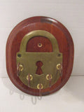 Vintage Key Holder Brass Wood Wooden Wall Hook Brass Padlock Wall Hanging Home Decor