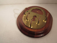 Vintage Key Holder Brass Wood Wooden Wall Hook Brass Padlock Wall Hanging Home Decor