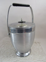 Vintage Ice Bucket, Mid Century Ice Bucket, Vintage Silver Ice Bucket, Kromex Ice Bucket, Black & Silver Aluminum Ice Bucket, Retro Bar