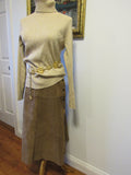 Vintage Suede Skirt A Line Osgood Smuk 1980s Haute Couture Boho Trendy Sothwestern Style