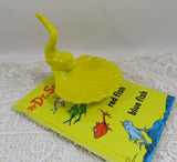 Vintage Mod Fish Tail Dish Ring Dish Mod Yellow Whimsical Trinket Candy Dish