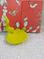 Vintage Mod Fish Tail Dish Ring Dish Mod Yellow Whimsical Trinket Candy Dish