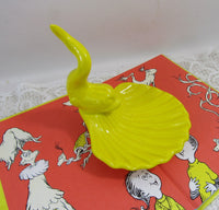 Vintage Mod Fish Tail Dish Ring Dish Mod Yellow Whimsical Trinket Candy Dish