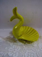 Vintage Mod Fish Tail Dish Ring Dish Mod Yellow Whimsical Trinket Candy Dish