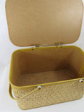 Vintage Picnic Basket Hamper Mid Century Metal Handle Tiki Look