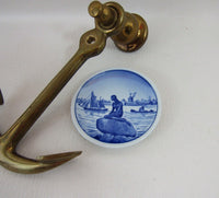 Vintage Royal Copenhagen Miniature Little Mermaid Collectible Plate Langelinie Denmark Blue White Fairy Tale Series Hanging Plate