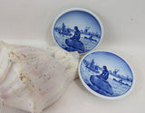 Vintage Royal Copenhagen Miniature Little Mermaid Collectible Plate Langelinie Denmark Blue White Fairy Tale Series Hanging Plate