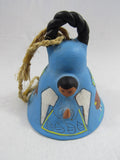 Vintage Folk Art Rustic Clay Bell on Rope Mexico Terra Cotta Garden Patio Art