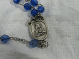 Vintage Rosary Bead Strand Crucifix Blue Beads Italy