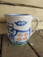 Vintage MD Hadley Cow Pitcher Farmhouse Ceramic Collectible Louisville Milk Serving Pitcher Tabletop Blue White Pottery