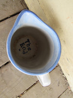 Vintage MD Hadley Cow Pitcher Farmhouse Ceramic Collectible Louisville Milk Serving Pitcher Tabletop Blue White Pottery