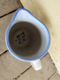 Vintage MD Hadley Cow Pitcher Farmhouse Ceramic Collectible Louisville Milk Serving Pitcher Tabletop Blue White Pottery